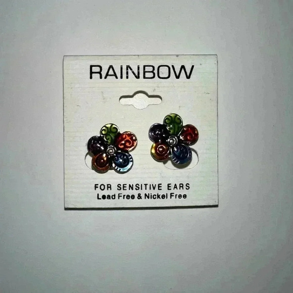 Rainbow Women's Multicolor Flower Earrings NEW! - Picture 4 of 4